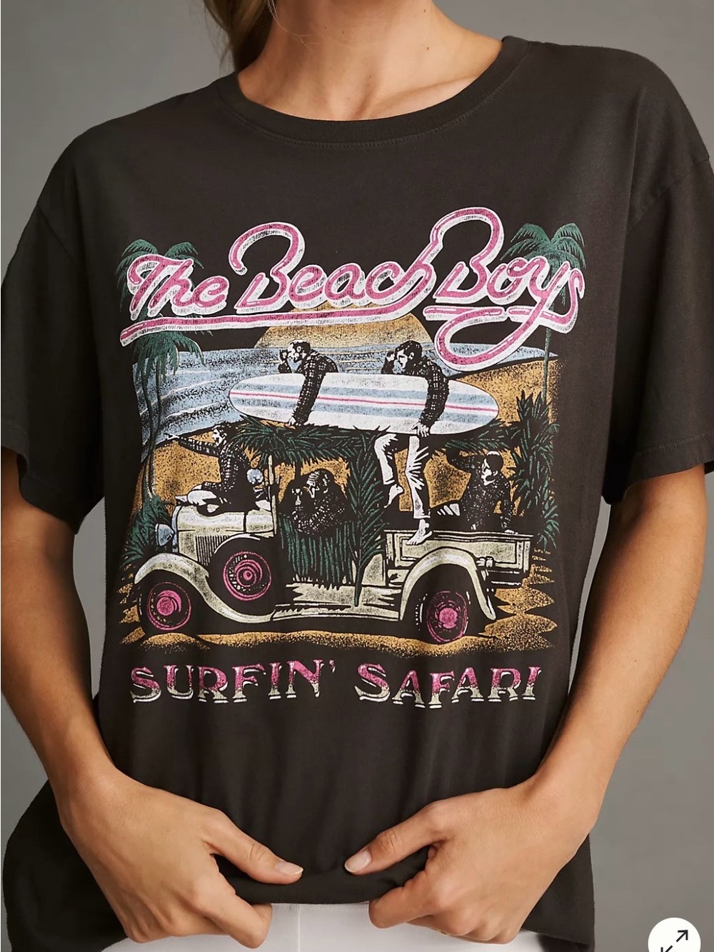 Anthropologie Letluv Beach Boys Surfin' Safari Graphic Tee - Black Small NWT
